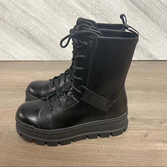 UGG | Sheena Lace Up Combat Boots In Black NEW - Picture 5 of 14